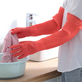 1 Pair Lengthen Dishwashing Cleaning Gloves σιλικόνης Λαστιχένιο καθαριστικό γαντιών για το πλύσιμο πιάτων για οικιακό εργαλείο καθαρισμού κουζίνας