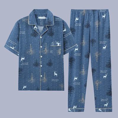 Muška pidžama Ljetni ležerni set odjeće za spavanje Modna pamučna noćna odjeća kratkih rukava Pidžama odijelo Muška kućna odjeća Gospoda