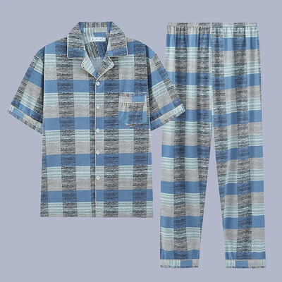 Muška pidžama Ljetni ležerni set odjeće za spavanje Modna pamučna noćna odjeća kratkih rukava Pidžama odijelo Muška kućna odjeća Gospoda