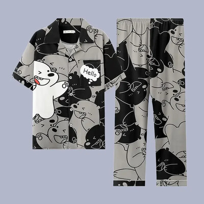 Muška pidžama Ljetni ležerni set odjeće za spavanje Modna pamučna noćna odjeća kratkih rukava Pidžama odijelo Muška kućna odjeća Gospoda