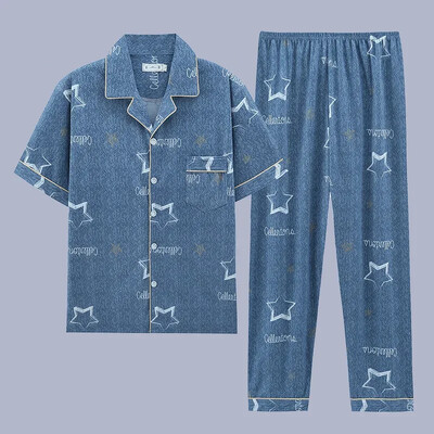 Muška pidžama Ljetni ležerni set odjeće za spavanje Modna pamučna noćna odjeća kratkih rukava Pidžama odijelo Muška kućna odjeća Gospoda