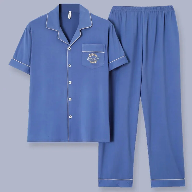 Muška pidžama Ljetni ležerni set odjeće za spavanje Modna pamučna noćna odjeća kratkih rukava Pidžama odijelo Muška kućna odjeća Gospoda