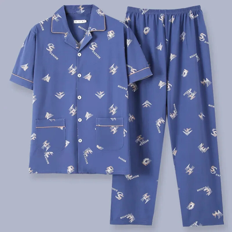 Muška pidžama Ljetni ležerni set odjeće za spavanje Modna pamučna noćna odjeća kratkih rukava Pidžama odijelo Muška kućna odjeća Gospoda