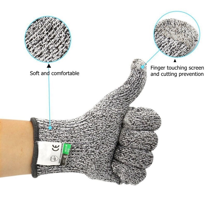 Szürke biztonsági munkakesztyűk, 5. szintű, vágásbiztos, szúrásálló kesztyű konyhai henteskesztyűk horgászathoz kerti szerszámokhoz