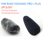 Dead Cat lauko dirbtinio kailio priekinio stiklo mikrofonas, skirtas Rode Videomic PRO+ Plus su sponge mikrofono dangteliu nuo vėjo nepraleidžiančiomis putomis