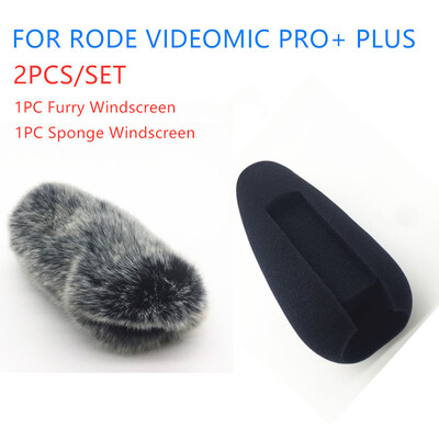 Dead Cat lauko dirbtinio kailio priekinio stiklo mikrofonas, skirtas Rode Videomic PRO+ Plus su sponge mikrofono dangteliu nuo vėjo nepraleidžiančiomis putomis