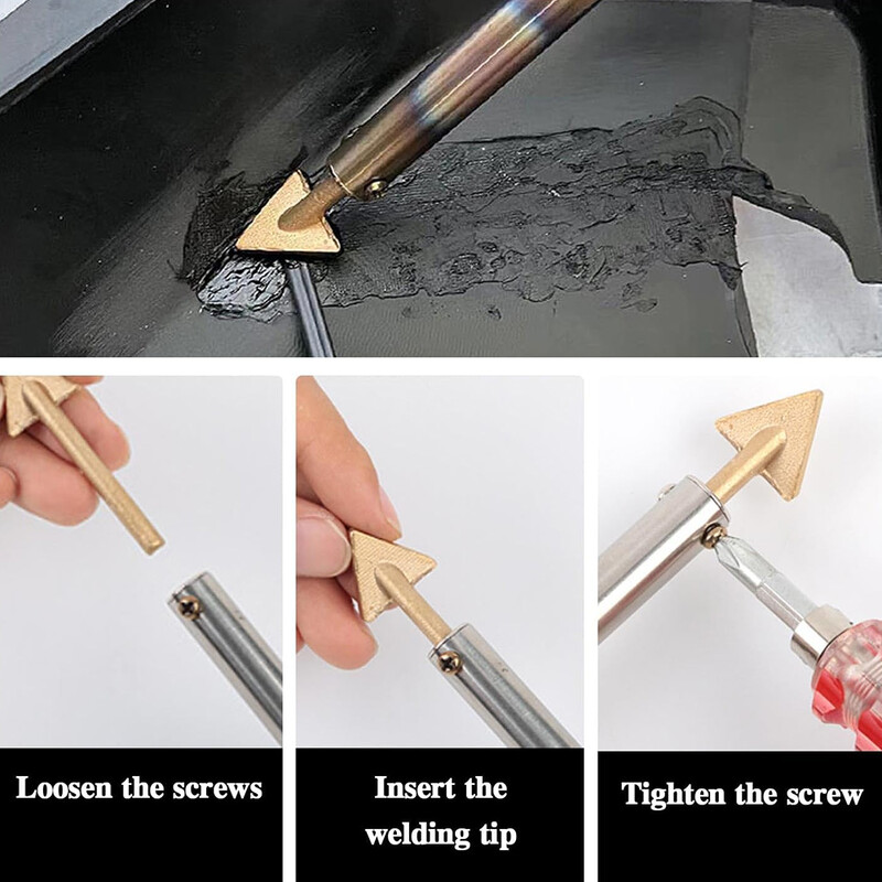 4 tk plastist keevitamise asendusotsikud, jootekolb püstoli otsad, kolmnurkse vaskpeaga keevitusseadme tarvikud auto kaitseraua remondiks