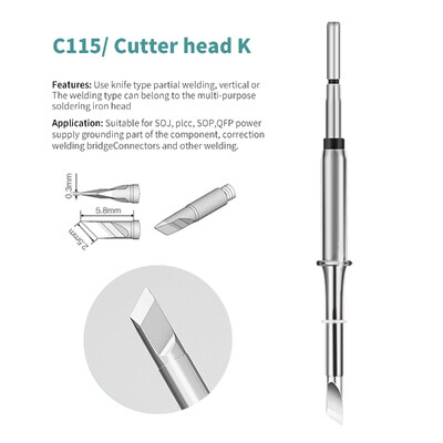 HZY C115 universalių lituoklio antgalių suvirinimo galvutė, skirta JBC Sugon Aifen Aixun GVM T115 profesionali lituoklio rankena
