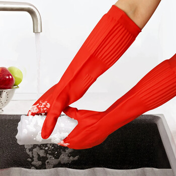 1 Pair Lengthen Dishwashing Cleaning Gloves Γάντι από καουτσούκ σιλικόνης για πλύσιμο πιάτων για οικιακό καθαριστικό εργαλείο κουζίνας