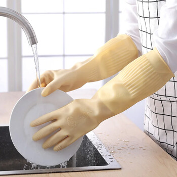 1 Pair Lengthen Dishwashing Cleaning Gloves Γάντι από καουτσούκ σιλικόνης για πλύσιμο πιάτων για οικιακό καθαριστικό εργαλείο κουζίνας