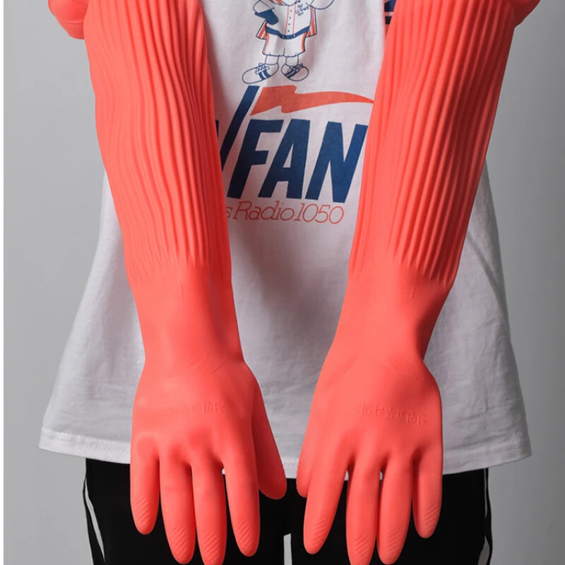 1Pair Lengthen Indų plovimo valymo pirštinės, Silikono gumos indų plovimo pirštinės, skirtos buitiniam plovimo įrankiui virtuvės valymui