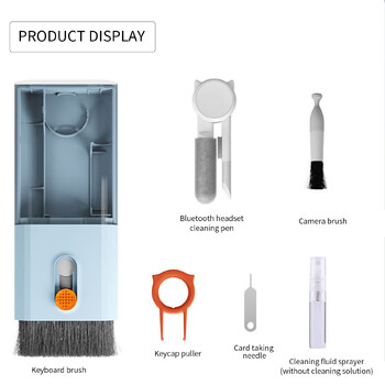 Комплект за почистване на компютри 10 в 1 Камера Таблет Микрофибър Инструменти за почистване на екрана Четка за почистване на слушалки Изтегляч на капачки на клавиши Вземане на карти