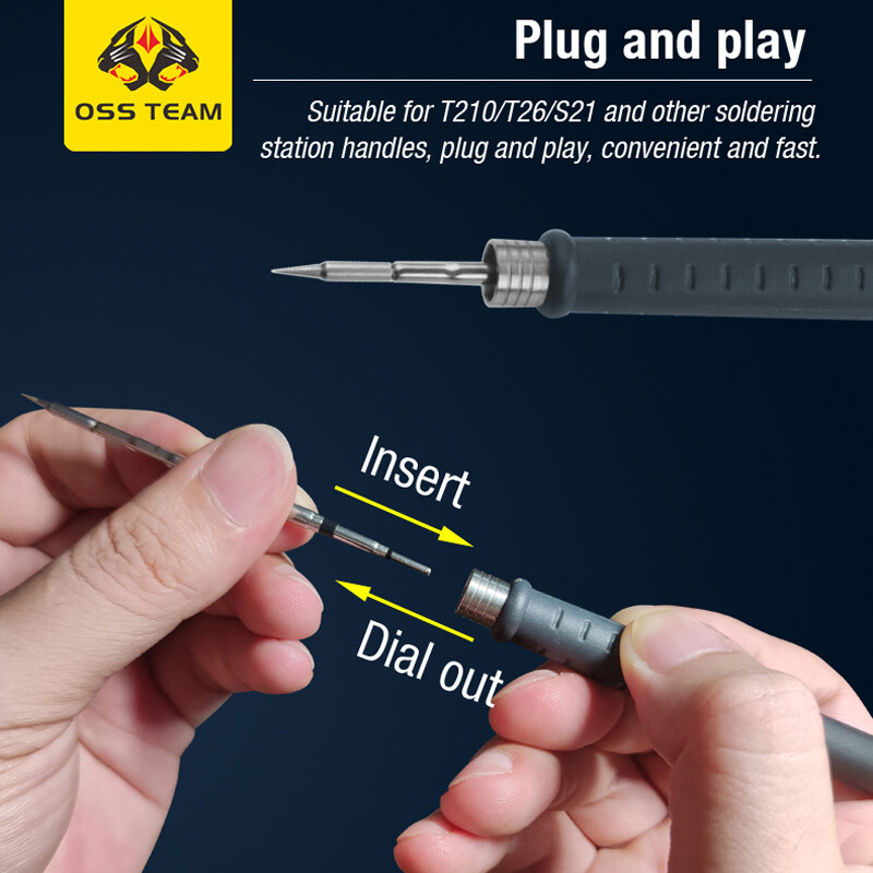 OSS TEAM C210 C245 C115 lituoklio antgaliai bešvinio šildymo šerdis, suderinama su Sugon Aifen Aixun GVM litavimo stoties rankena