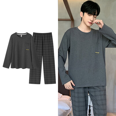 Set de pijamale elegante cu imprimare de cerb pentru bărbați, toamnă iarnă, modă nouă, moale, din bumbac, pentru bărbați, haine de dormit confortabile pentru băieți