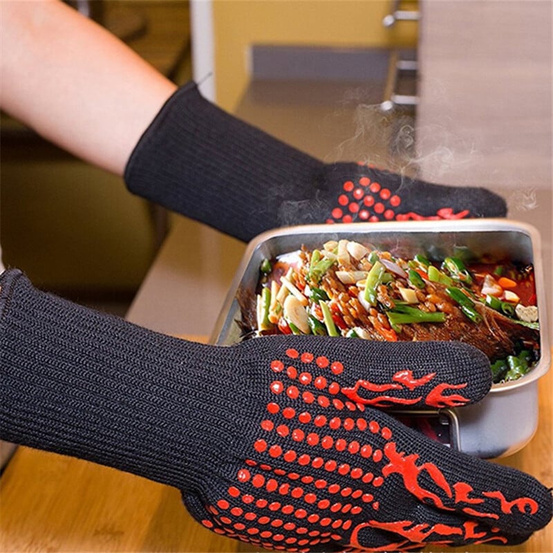 1 buc mănuși de cuptor rezistente la căldură - mănuși de grătar din silicon rezistente la tăiere, antiderapante pentru bucătărie, grătar, camping și vase de gătit
