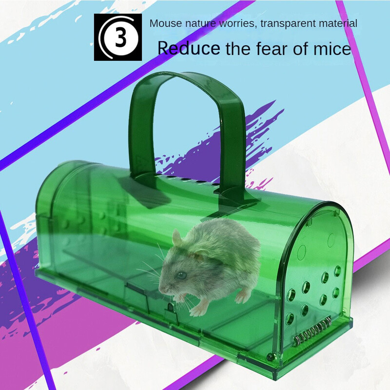 Plastikinis pelės gaudyklė, gyva gaudyklė, skirta daugkartiniam naudojimui vaikams, augintiniams, saugus kenkėjų valdiklis.