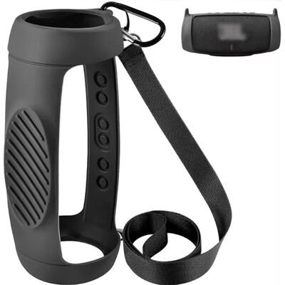 Силиконов калъф за Bluetooth високоговорител JBL Charge 5, Защитен за носене при пътуване с презрамка и карабинер