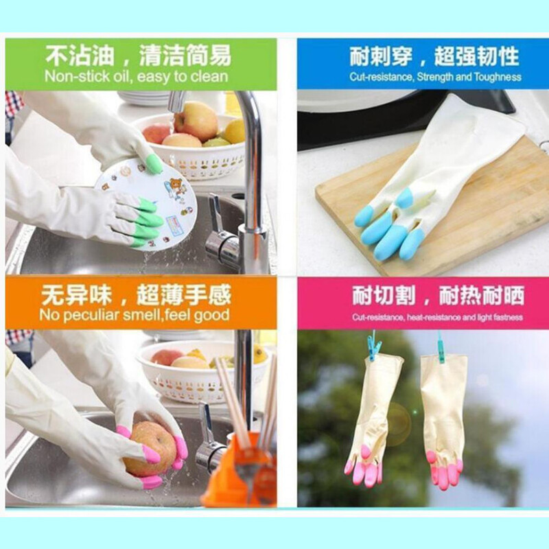 1 pár vízálló háztartási kesztyű, meleg mosogatókesztyű, vízpor tisztító gumikesztyű, autómosó kesztyű