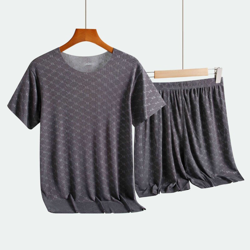 Ljetna muška pidžama Komplet kućne odjeće Ice Silk T-shirt kratkih rukava s kratkim rukavima Ležerna pidžama Muška pidžama Hlače Tanko odijelo