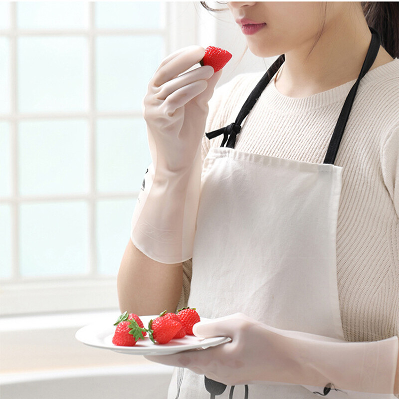 Virtuvės skaidrios baltos skalbimo pirštinės patvarios latekso vandeniui atsparios pirštinės Darbinės pirštinės Namų valymas Apsauginės prekės Virtuvės įrankis