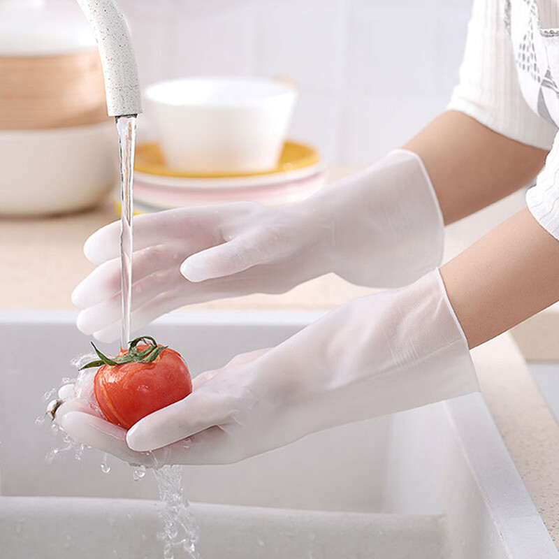 Virtuvės skaidrios baltos skalbimo pirštinės patvarios latekso vandeniui atsparios pirštinės Darbinės pirštinės Namų valymas Apsauginės prekės Virtuvės įrankis
