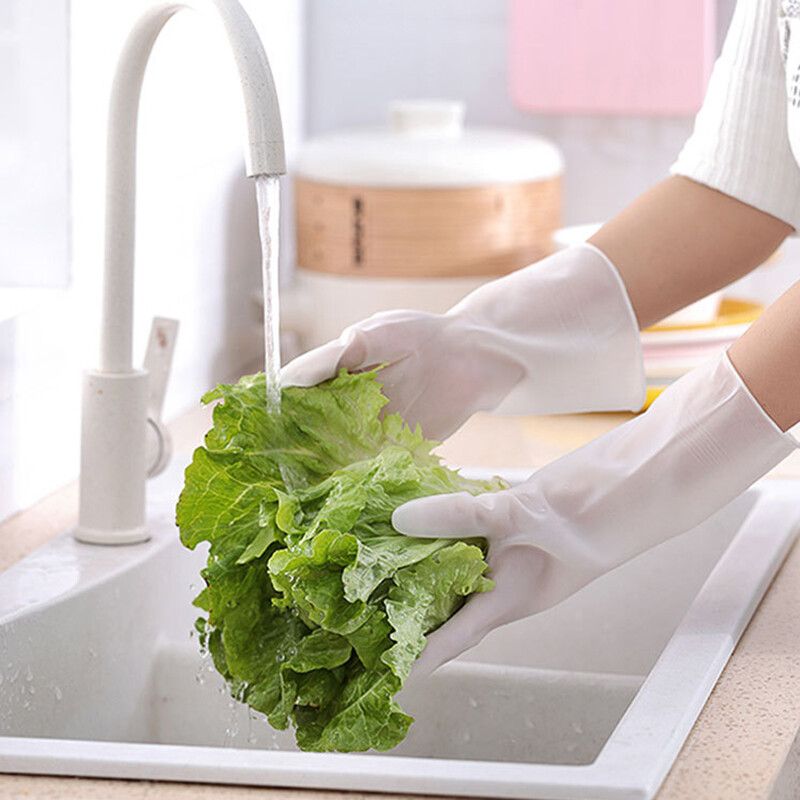 Virtuvės skaidrios baltos skalbimo pirštinės patvarios latekso vandeniui atsparios pirštinės Darbinės pirštinės Namų valymas Apsauginės prekės Virtuvės įrankis