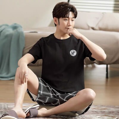 Ljetne muške pidžame Komplet kućne odjeće Muške kratke rukave kratke rukave Studentske tinejdžerske prugaste ležerne pidžame Komplet kućne odjeće