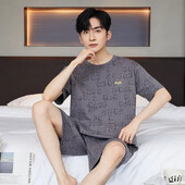 pamut Férfi pizsama felső és nadrág Nappaliruha Athletic Casual Laza hálóruha Szett masszív hálóruha Háziruha kétrészes öltöny