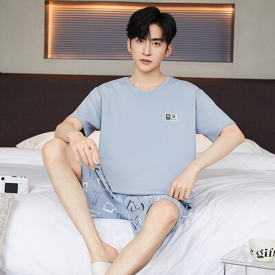 pamut Férfi pizsama felső és nadrág Nappaliruha Athletic Casual Laza hálóruha Szett masszív hálóruha Háziruha kétrészes öltöny