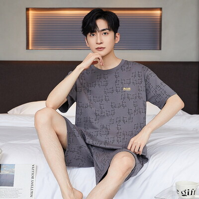 pamut Férfi pizsama felső és nadrág Nappaliruha Athletic Casual Laza hálóruha Szett masszív hálóruha Háziruha kétrészes öltöny