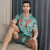 Muška pidžama kratkih rukava ljetna ledena svilena kućna odjeća muški ljetni ležerni tanki kardigan može se nositi kao komplet kućne odjeće