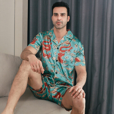 Muška pidžama kratkih rukava ljetna ledena svilena kućna odjeća muški ljetni ležerni tanki kardigan može se nositi kao komplet kućne odjeće