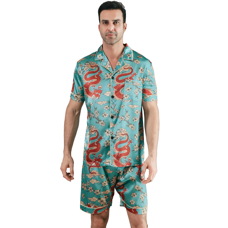 Muška pidžama kratkih rukava ljetna ledena svilena kućna odjeća muški ljetni ležerni tanki kardigan može se nositi kao komplet kućne odjeće