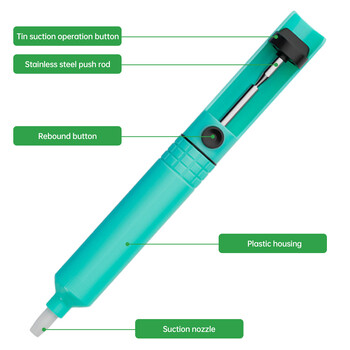 Χειροκίνητο Plastic Solder Sucker Solder Pump Soldering Aid Solder Pencil Industrial Connoisseur Solder Sucker Desoldering Tool