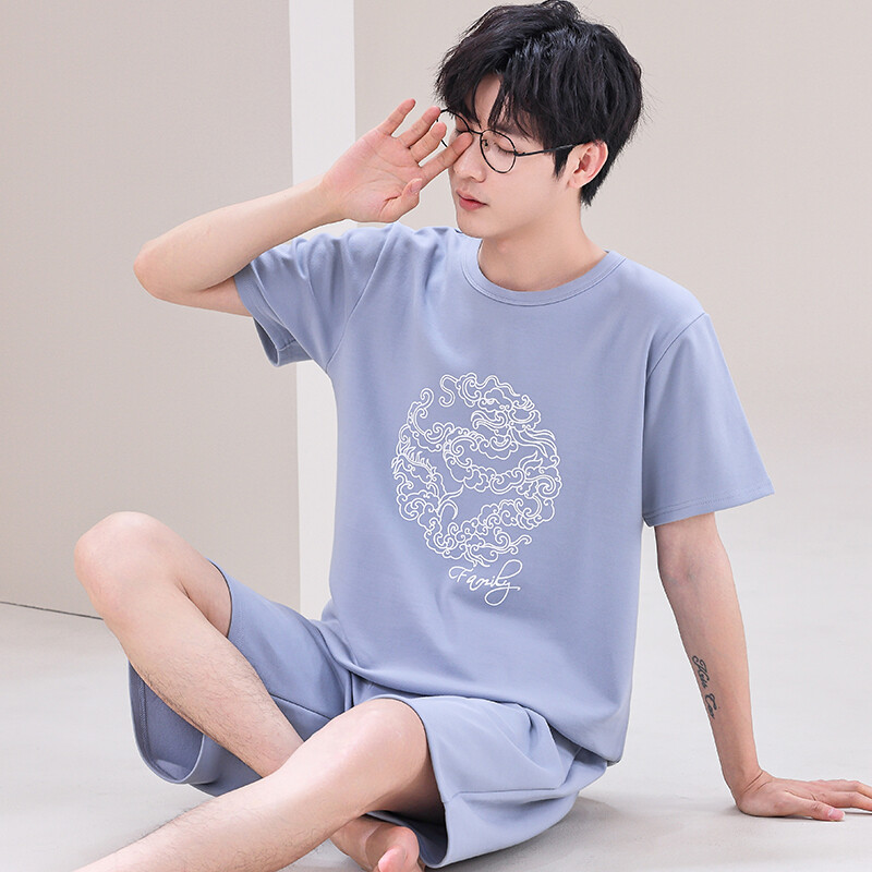 Pánske pyžamo s krátkym rukávom a kresleným motívom, okrúhlym výstrihom, letné, veľkosť 3XL, 4XL 5XL, domáce oblečenie Hombre