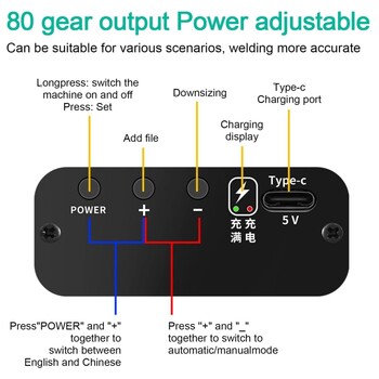 80 Gears Spot Welder Ρυθμιζόμενη φορητή φορητή συσκευή ψηφιακής οθόνης Mini Spot Welding Machine Automatic Trigger for 18650 Battery