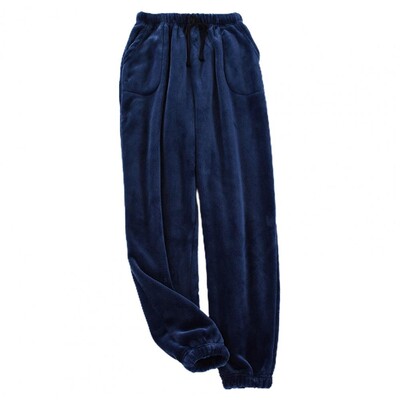 Шик, удобни дрехи за спане, зимни панталони, едноцветни шнурове, мъжки пижами, прави домашно облекло