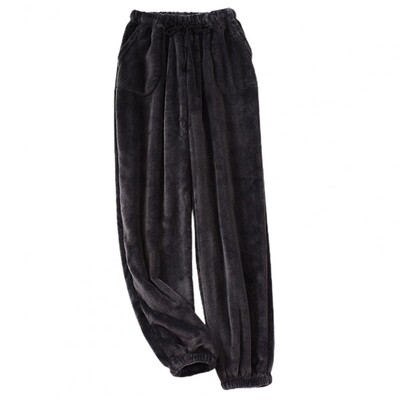 Шик, удобни дрехи за спане, зимни панталони, едноцветни шнурове, мъжки пижами, прави домашно облекло