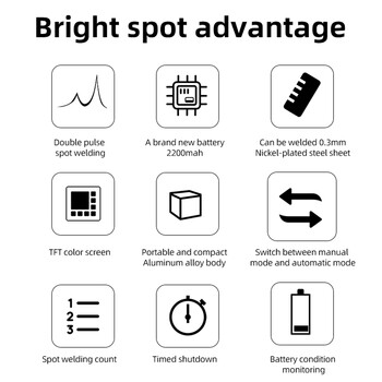 Εγχειρίδιο αναβαθμισμένου 11 Gears Battery Spot Welder Adjustable Mini Portable Handheld Digital Display Spot Welding Machine