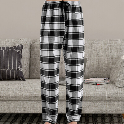Új férfi kockás pizsama otthoni laza alkalmi nadrág divatos alkalmi kockás pizsamanadrág puha és kényelmes elasztikus derékpánt