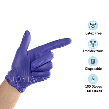 Γάντια εξέτασης νιτριλίου μιας χρήσης Small Medium Violet Latex Free for Cleaning Cooking Esthetician-Safe Food-Safe Χωρίς Σκόνη Μωβ