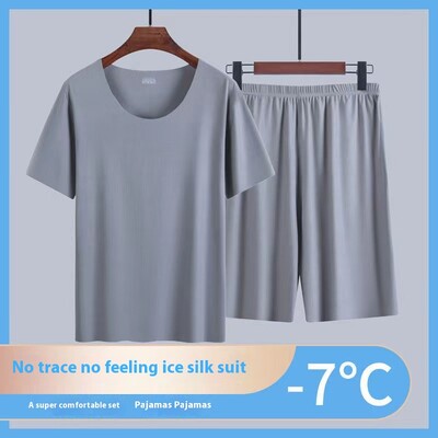 Vyriški pižamos namų aprangos kostiumas vasarinis ledinis šilkas namų apranga Modalinis nežymi trumpomis rankovėmis šortai Vyriški laisvalaikio vasariniai drabužiai