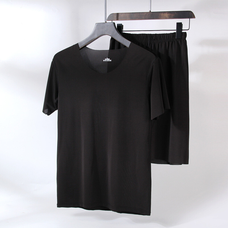 Vyriški pižamos namų aprangos kostiumas vasarinis ledinis šilkas namų apranga Modalinis nežymi trumpomis rankovėmis šortai Vyriški laisvalaikio vasariniai drabužiai