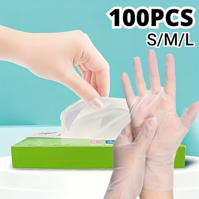 100 db Eldobható TPE kesztyű Latex csúszásmentes átlátszó tisztítókesztyű háztartási konyha fürdőszoba tisztító eszközök