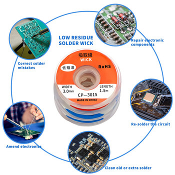 1mm-2,5mm-4mm 1,5M 3M 3M Desoldering Braid Solder Remover Wick Wire Welding Tin Sucker Cable Lead Cord Flux Repair Tool AN