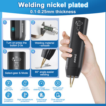 Portable Spot Welder DIY Handheld Spot Welding Machine 11 Gears Adjustable Energy Storage Spot Welding for 18650 Lithium Battery