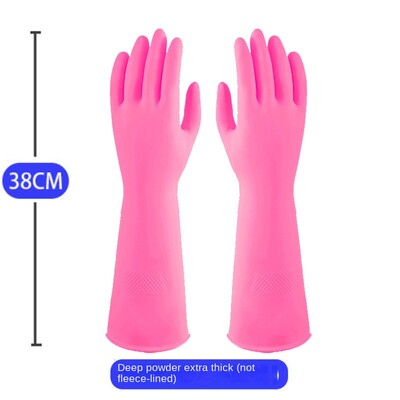 38 cm extra hrubé ružové gumené rukavice na umývanie riadu, predĺžené latexové rukavice odolné voči opotrebovaniu, vhodné na domáce práce
