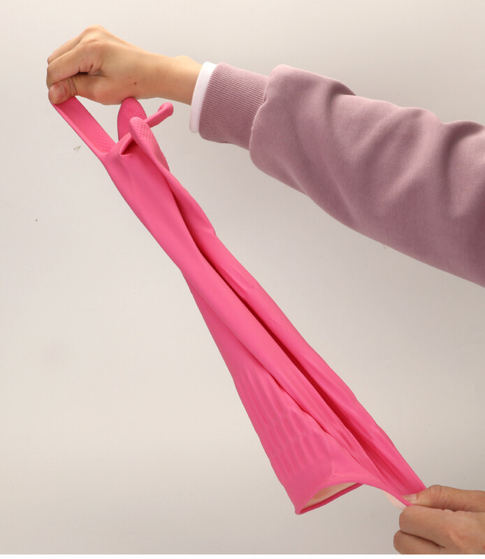 38 cm extra hrubé ružové gumené rukavice na umývanie riadu, predĺžené latexové rukavice odolné voči opotrebovaniu, vhodné na domáce práce