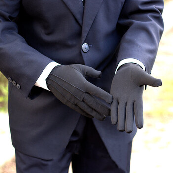 4 ΤΕΜ Μαύρα βαμβακερά γάντια Formal Tuxedo Honor Guard Uniform Gloves for Police Server Κοστούμια παρέλασης κηδειών Ασημένιο κέρμα