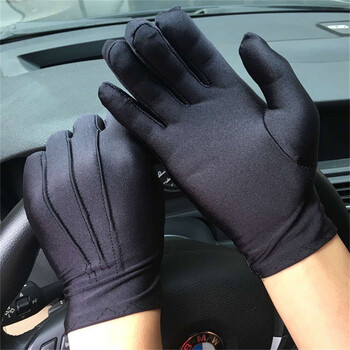 4 ΤΕΜ Μαύρα βαμβακερά γάντια Formal Tuxedo Honor Guard Uniform Gloves for Police Server Κοστούμια παρέλασης κηδειών Ασημένιο κέρμα